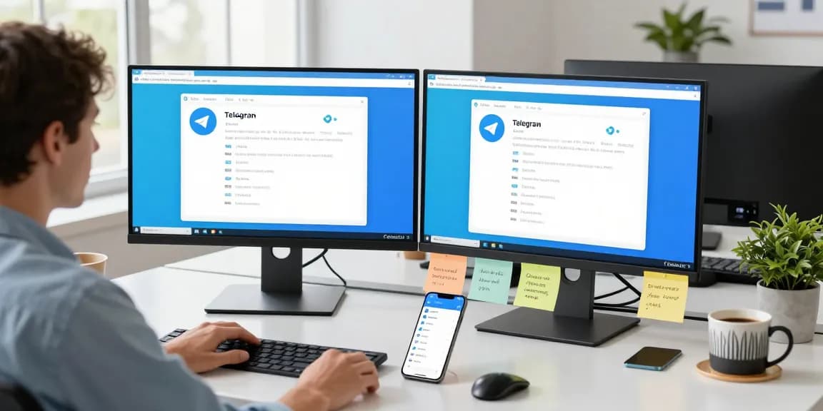 Setting up Telegram Chinese interface on a modern workspace.