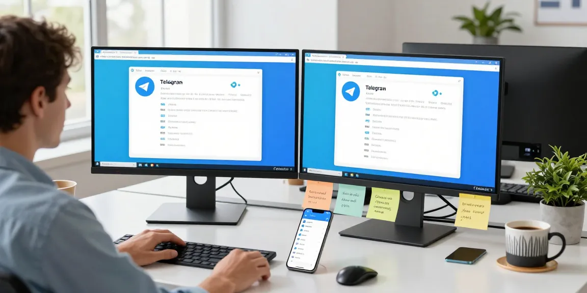 Setting up Telegram Chinese interface on a modern workspace.