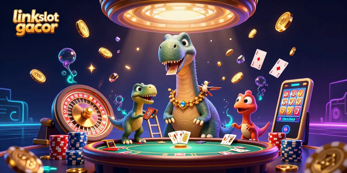 Experience thrilling gameplay with the link slot gacor, showcasing vibrant illustrations of slots and casino elements.