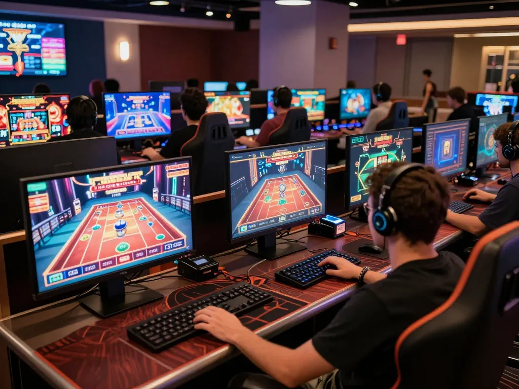 Engage with XX88 TODAY through strategic online gaming on multiple screens in a vibrant casino setup.