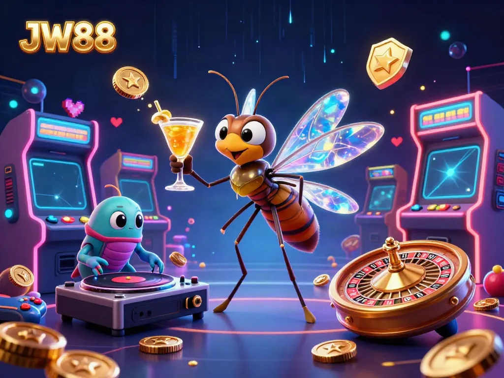 Engage with JW88's vibrant casino scene featuring iconic characters and thrilling gaming elements.