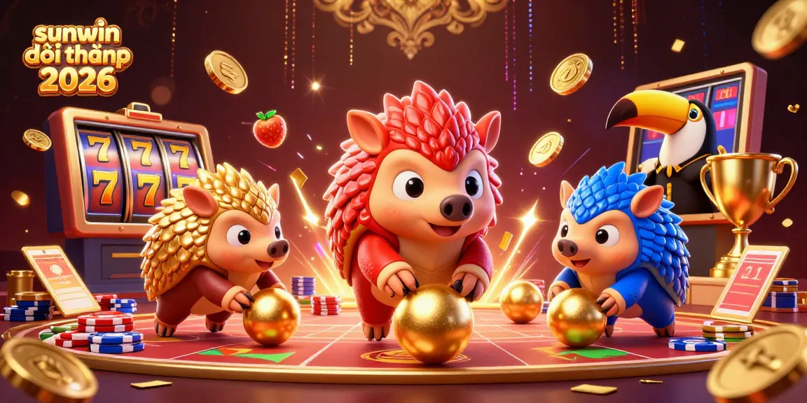 Engage in thrilling gameplay with sunwin đổi thưởng 2026 as rival pangolins roll through golden balls and poker chips.