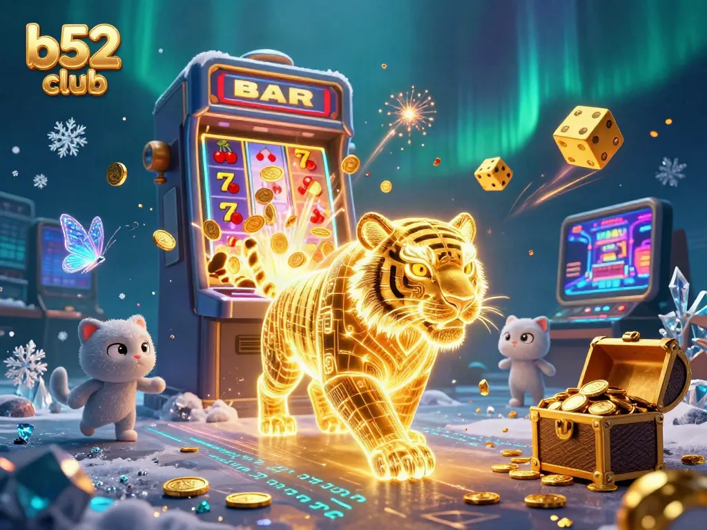Win big at b52 club with an ultra-detailed digital casino scene showcasing lucky symbols and vibrant visuals.