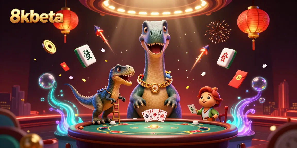 Experience exciting card dealing at 8kbeta casino with vibrant characters and festive elements.