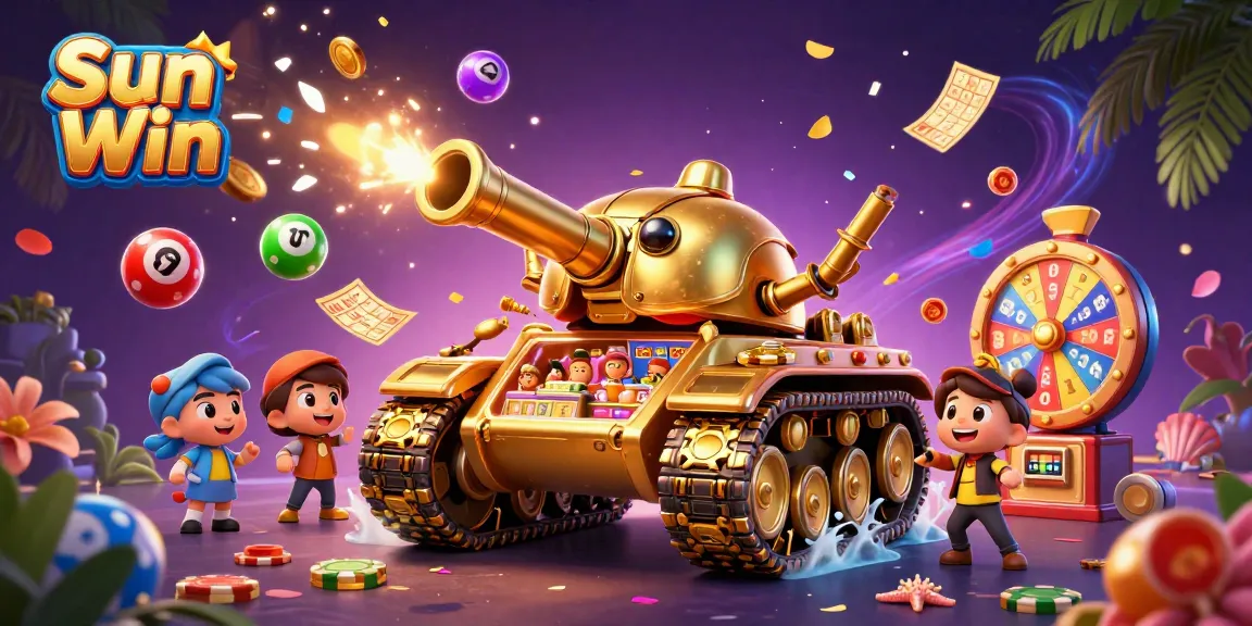 Experience Sun Win's vibrant casino atmosphere with a magical 3D rendering of a golden beetle tank casino.