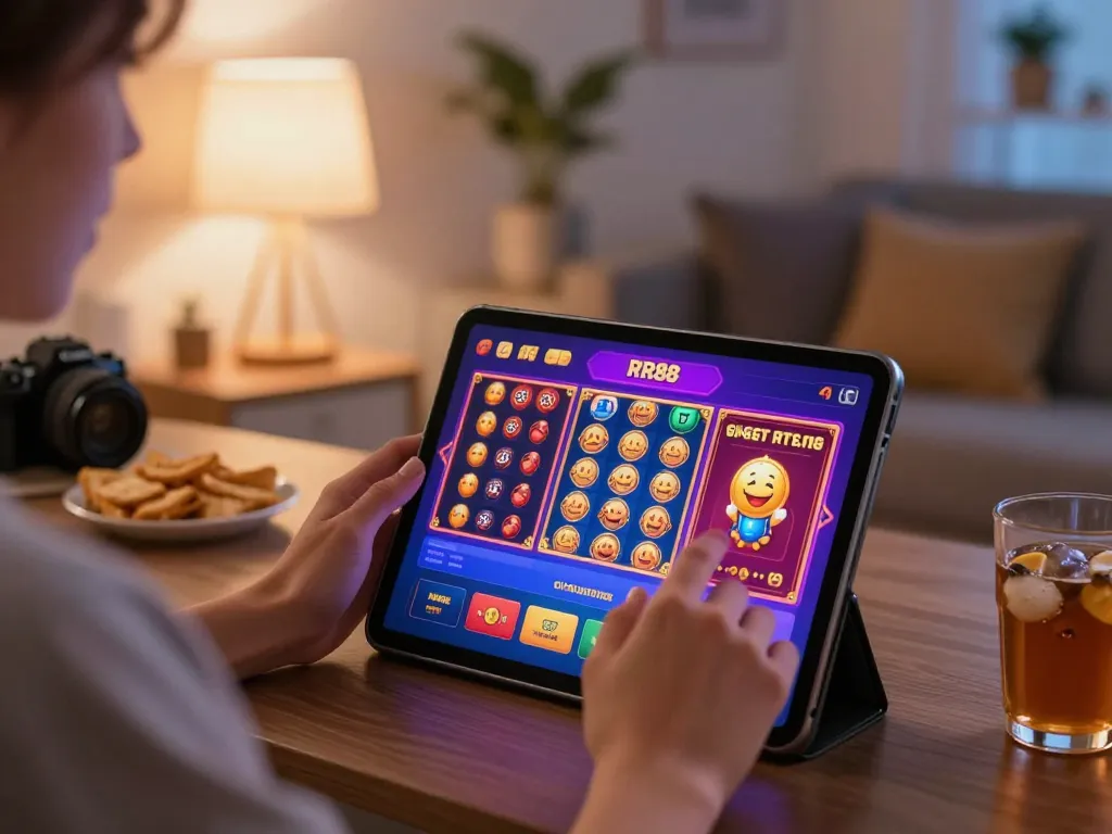 Engaging RR88 online gaming experience with player focused on tablet interface